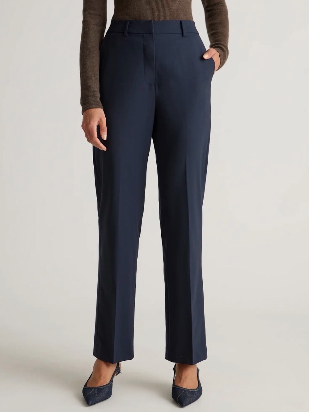 Quince Italian Wool Straight Leg Pants Navy NWT Size 32x30 (L)